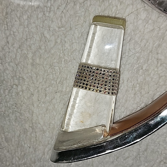 Stuart Weitzman clear & stone heels worn once size 7 - Picture 3 of 4